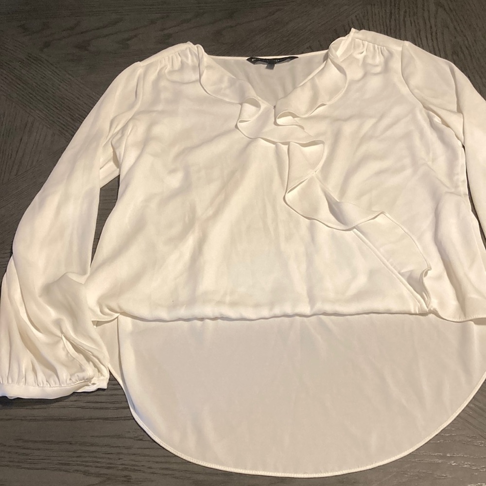 White House Black Market High Low Blouse w/ Ruffles